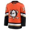 Miehille NHL Anaheim Ducks Pelipaita Fanatics Premium John Gibson 2024-25 koti Oranssi